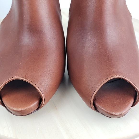 Ralph Lauren High Heel Peep Toe Bootie Size 9.5 Purple Label Brown Leather - Picture 14 of 16